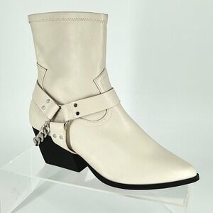 Dolce Vita Size 11 KEELER Cream Western Moto Harness Chain Ankle Boots NEW $90